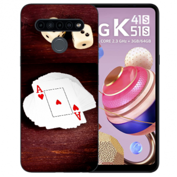 LG K51s Handyhülle Silikon TPU mit Spielkarten-Würfel Bilddruck 