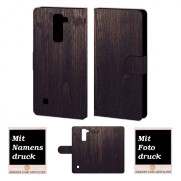 LG K10 Holz Optik Handy Tasche Hülle Foto Bild Druck