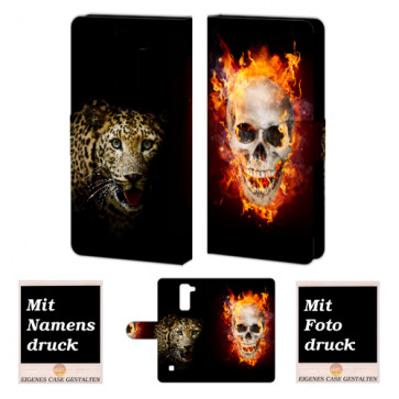 LG Bello Totenschädel-Tiger Handy Tasche Hülle Foto Bild Druck