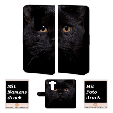 LG V10 Handy Tasche Hülle mit Schwarz Katze Bild Druck Text