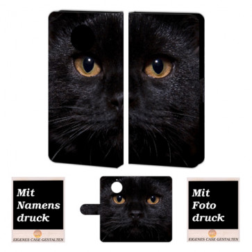 Motorola Moto G5s Handy Tasche selbst gestalten mit eigenem Foto Schwarz Katze