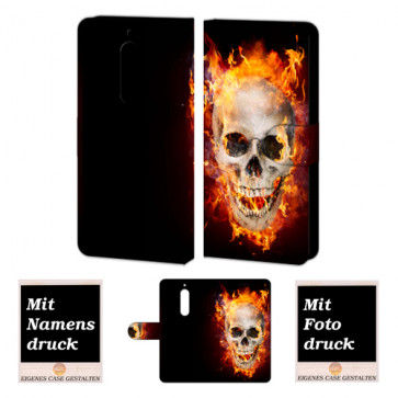 Nokia 6 Personalisierte Handyhülle mit Totenschädel - Feuer + Fotodruck