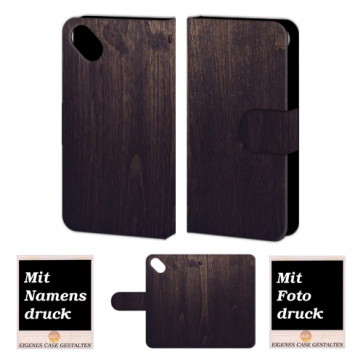 Wiko Sunset 2 Holz Optik Handy Tasche Hülle Foto Bild Druck