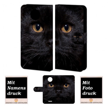 Motorola Moto C Handyhülle selbst gestalten mit eigenem Foto Schwarz Katze