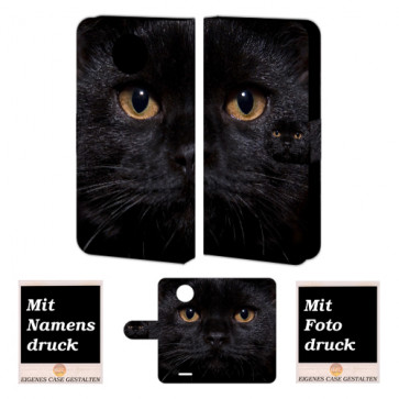 Motorola Moto E4 Plus Handy Hülle mit Druck Foto Schwarz Katze