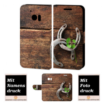 HTC 10 Personalisierte Handy Hülle mit Holz - Hufeisen Fotodruck