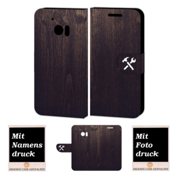 HTC 10 Personalisierte Handy Hülle Tasche mit Holz Optik Bild Druck