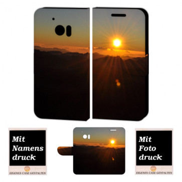 HTC 10 Personalisierte Handy Tasche mit Sonnenaufgang + Foto Druck