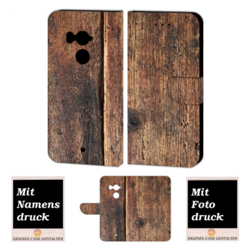 HTC U11 Plus Schutzhülle Handy Tasche Hülle mit Holz + Foto Druck