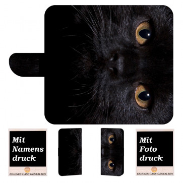 Huawei Mate 20 Schutzhülle Handy Tasche mit Schwarz Katze Fotodruck 