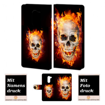 Huawei Mate 9 Lite Handyhülle mit Totenschädel - Feuer Fotodruck