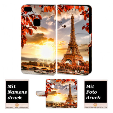 Handyhülle Tasche für Huawei P10 Lite mit Eiffelturm Fotodruck