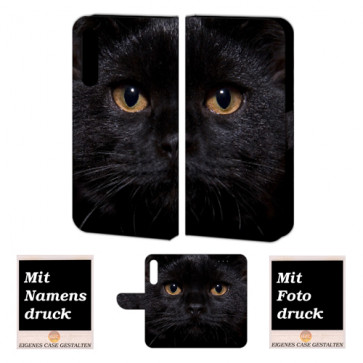 Schutzhülle Handy Tasche mit Schwarz Katze Fotodruck für Huawei P20 