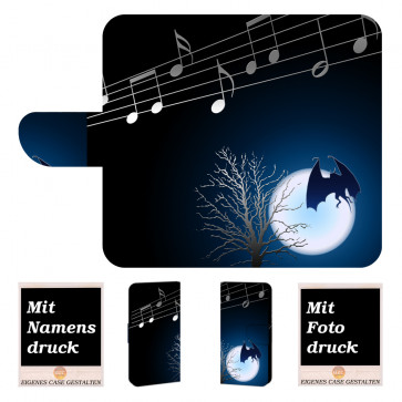 Handy Tasche Hülle für iPhone 7 mit Fledermaus- Mond + Bilddruck Etui