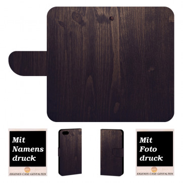  iPhone SE (2020) Handy Hülle mit Fotodruck Holzoptik Dunkelbraun