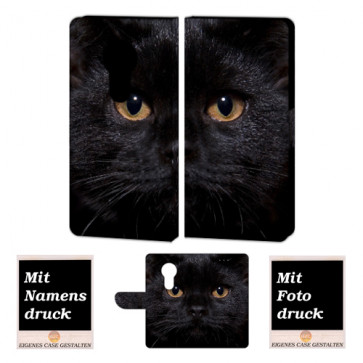 Motorola Maoto E5 Schutzhülle Handyhülle mit Schwarz Katze +Fotodruck