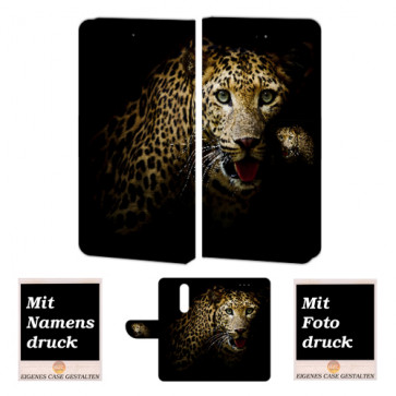 One Plus 6 Personalisierte Handy Hülle Etui mit Leopard + Bild Text Druck