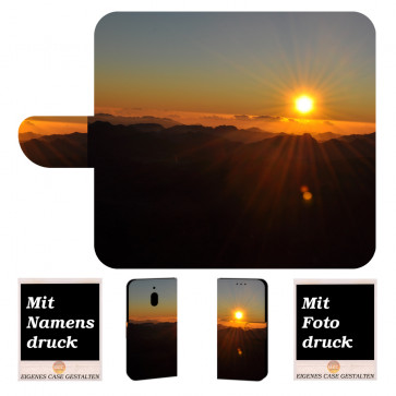 Nokia 2.1 Handy Hülle Tasche mit Sonnenaufgang + Bild Text Druck 
