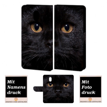 Nokia 3 Schutzhülle Handy Hülle Etui mit Schwarz Katze + Foto Druck