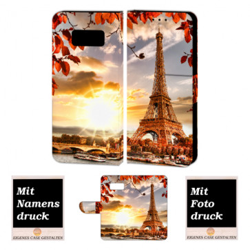 Samsung Galaxy S7 Handy Tasche Hülle mit Eiffelturm + Bilddruck Text