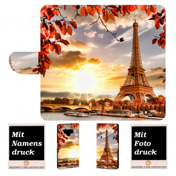 Samsung Galaxy Note 9 Handy Tasche Hülle mit Eiffelturm Bild Text Druck