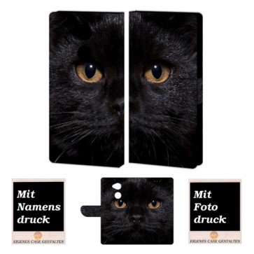 Schutzhülle Handy Hülle für Sony XA2 mit Schwarz Katze + Fotodruck
