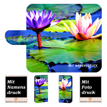 Wiko Lenny 3 Max Handy Hülle mit Foto Druck Lotosblumen Etui