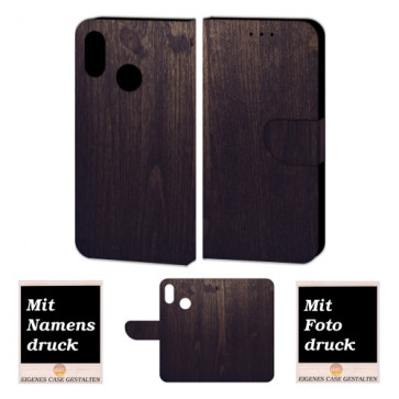 Motorola Moto One Schutzhülle Handy Tasche mit Holz - Optik + Fotodruck