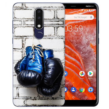 Silikon Schutzhülle TPU für Nokia 3.1 Plus mit Bilddruck Boxhandschuhe