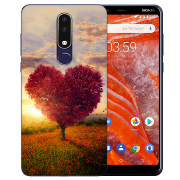 Silikon Schutzhülle TPU für Nokia 3.1 Plus mit Bilddruck Herzbaum Etui