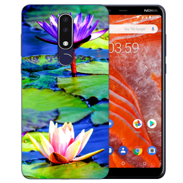 Nokia 3.1 Plus Silikon TPU Handy Hülle mit Fotodruck Lotosblumen