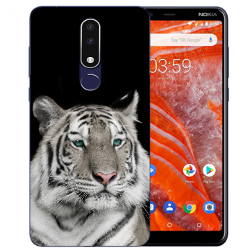 Silikon Schutzhülle TPU Case für Nokia 3.1 Plus mit Tiger Bild Namen druck 