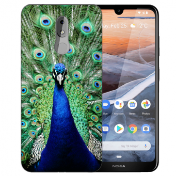 Silikon Schutzhülle TPU Case mit Pfau Bilddruck für Nokia 3.2 Tasche