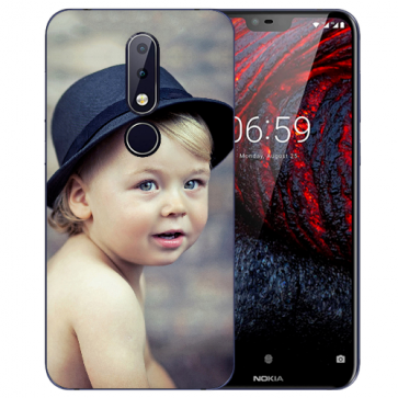 Nokia 6.1 Plus (2018) Silikon Schutzhülle TPU Case mit Foto Bild Namen druck
