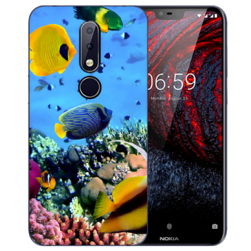Silikon TPU Hülle mit Fotodruck Korallenfische für Nokia 6.1 Plus (2018)