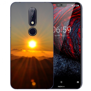 Nokia 6.1 Plus (2018) Silikon TPU Hülle mit Fotodruck Sonnenaufgang