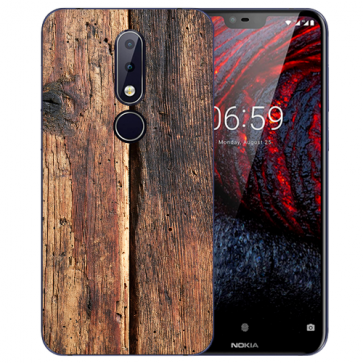 Silikon TPU Hülle mit Fotodruck HolzOptik für Nokia 6.1 Plus (2018)
