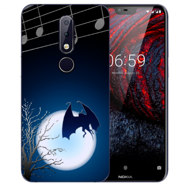 Nokia 6.1 Plus (2018) Silikon TPU Hülle mit Bilddruck Fledermaus-mond