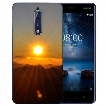 Nokia 8 TPU Hülle mit Fotodruck Sonnenaufgang Etui
