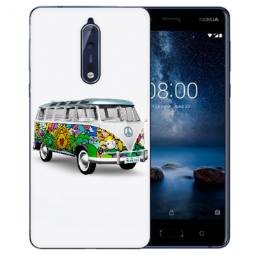 Nokia 8 TPU Hülle mit Fotodruck Hippie Bus Etui