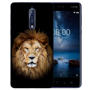 Nokia 8 TPU Hülle mit Fotodruck Löwenkopf Etui