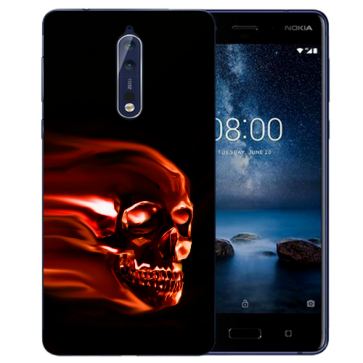 Nokia 8 TPU Hülle mit Fotodruck Totenschädel Etui