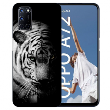 TPU Handy Hülle für Oppo A52 / A72 / A92 mit Tiger Schwarz Weiß Fotodruck  TPU Handy Hülle für Oppo A52 / A72 / A92 mit Tiger Schwarz Weiß Fotodruck
