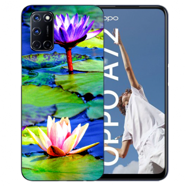 Oppo A52 / A72 / A92 TPU Handy Hülle Etui mit Lotosblumen Fotodruck 