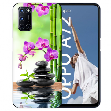 Oppo A52 / A72 / A92 TPU Handy Hülle mit Fotodruck Orchidee Bambus und Basaltsteine Oppo A52 / A72 / A92 TPU Handy Hülle mit Fotodruck Orchidee Bambus und Basaltsteine