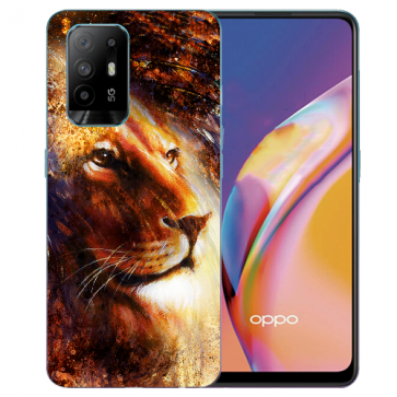 Oppo A94 (5G) Silikon TPU Hülle mit Fotodruck LöwenKopf Porträt 