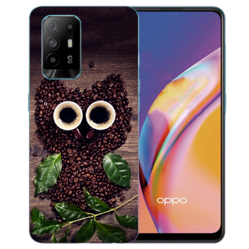 Schutzhülle Silikon TPU mit Fotodruck Kaffee Eule für Oppo A94 (5G)