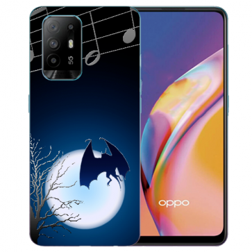 Silikon TPU Case Hülle für Oppo A94 (5G) mit Fotodruck Fledermaus-mond