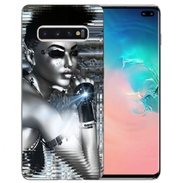 Samsung Galaxy S10 Plus Silikon TPU mit Fotodruck Robot Girl Etui