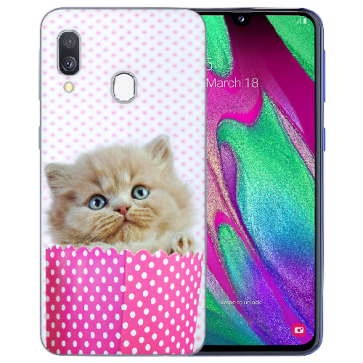 Samsung Galaxy A40 Silikon TPU Hülle mit Fotodruck Kätzchen Baby Etui